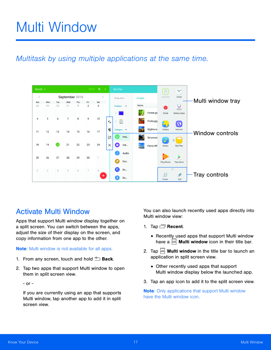 Multi window tray Window controls