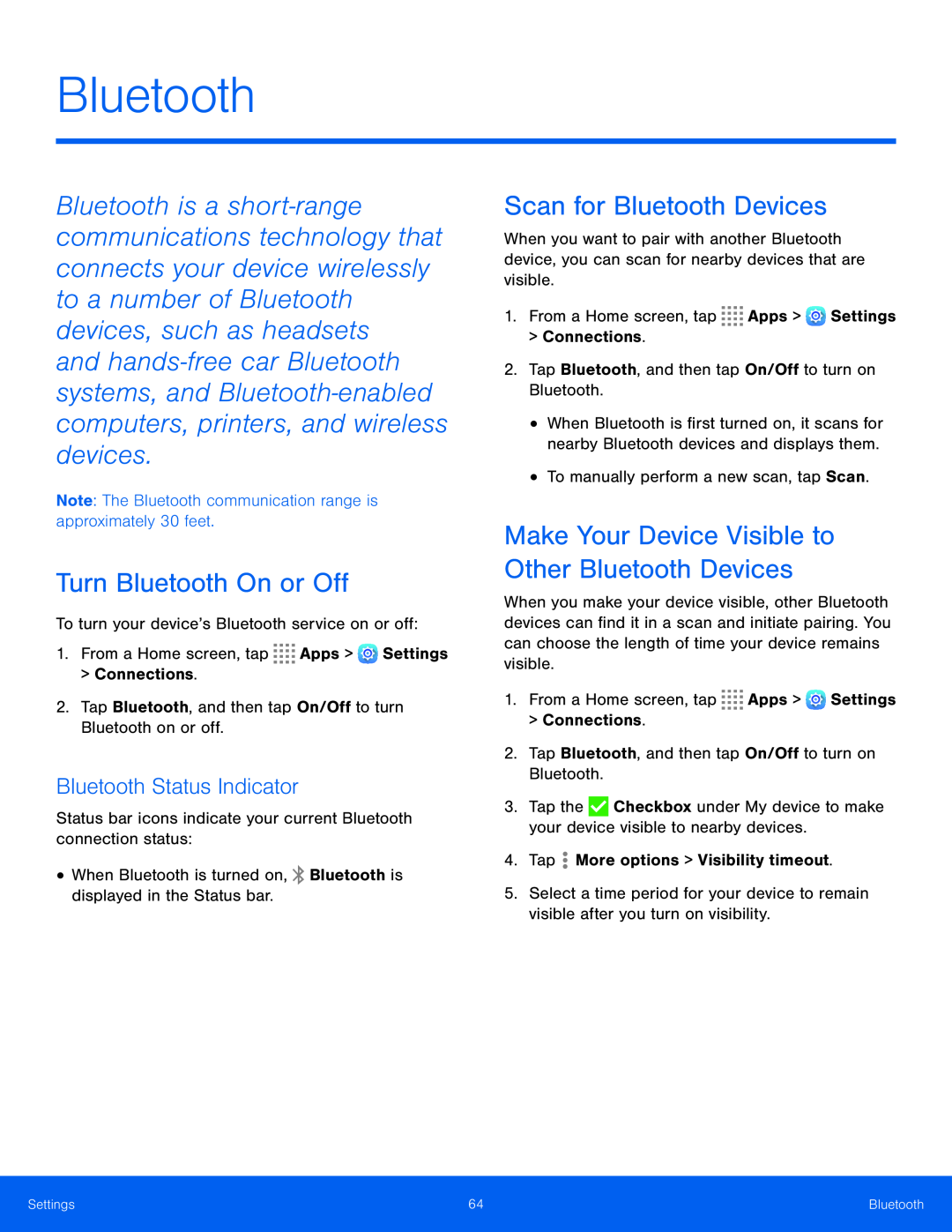 Bluetooth Status Indicator Galaxy Tab S 10.5 AT&T