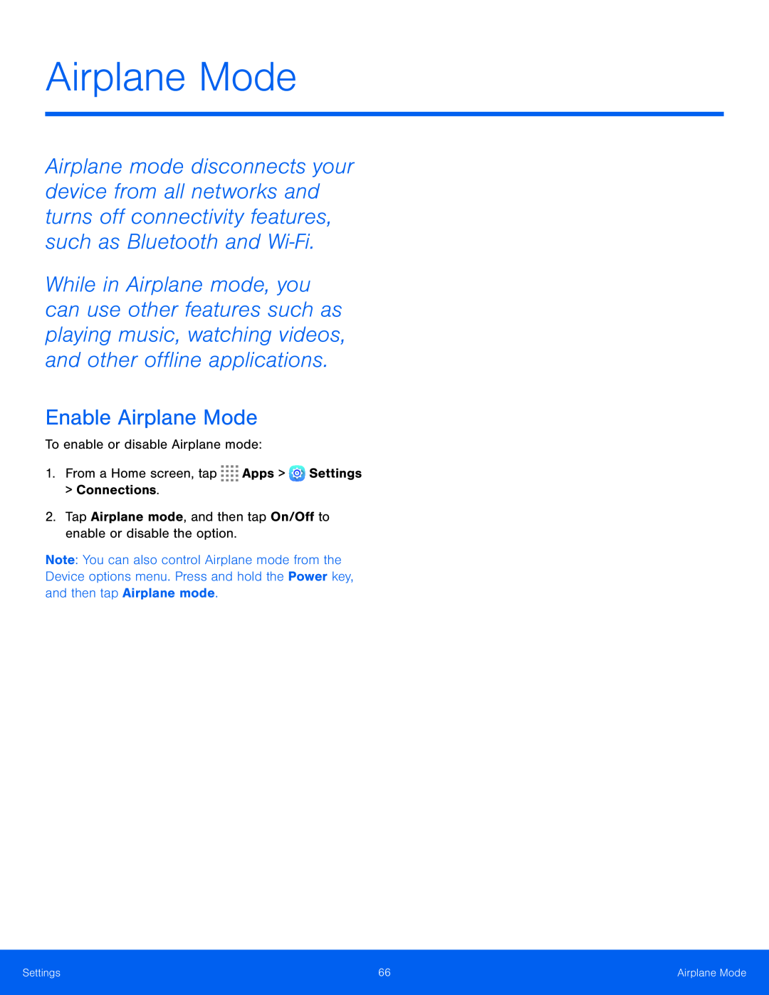 Airplane Mode Galaxy Tab S 10.5 AT&T