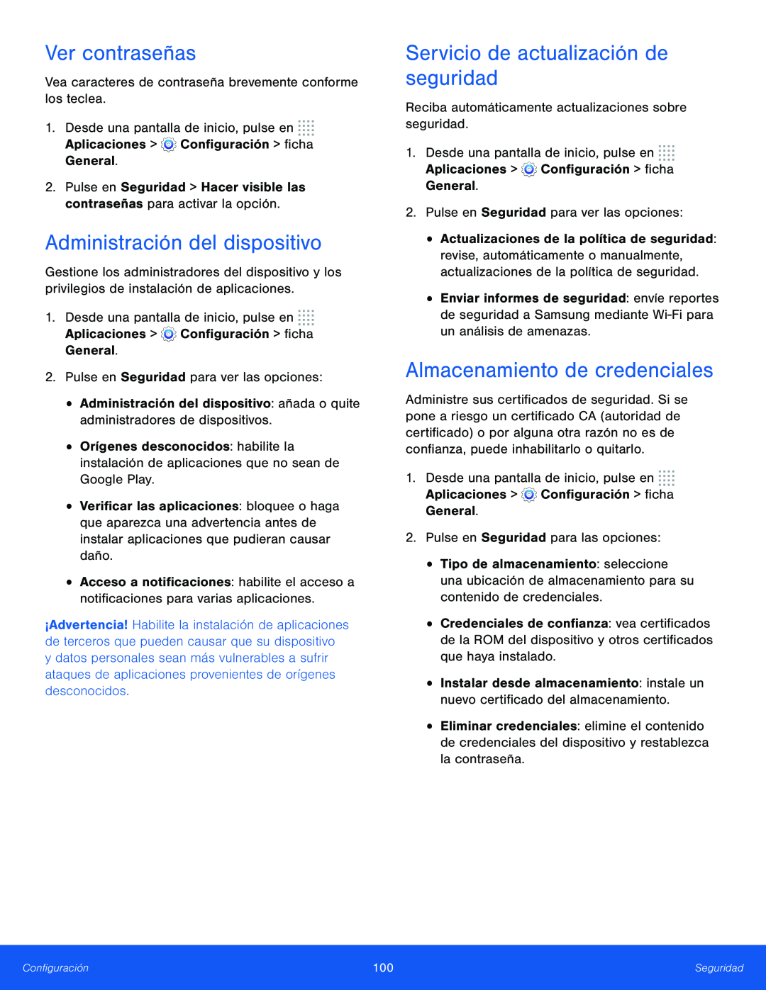 Ver contraseñas Administración del dispositivo