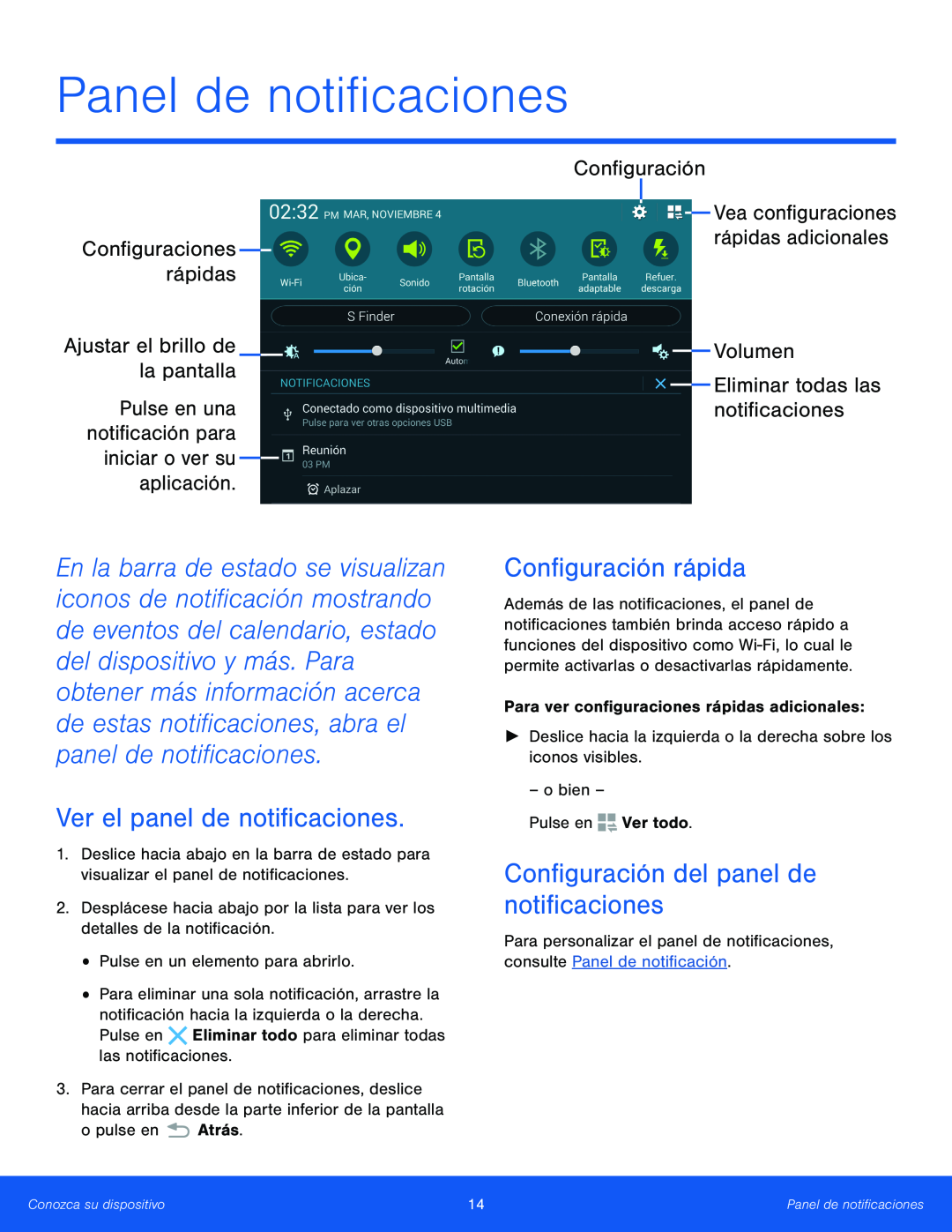 Vea configuraciones rápidas adicionales Galaxy Tab S 10.5 T-Mobile