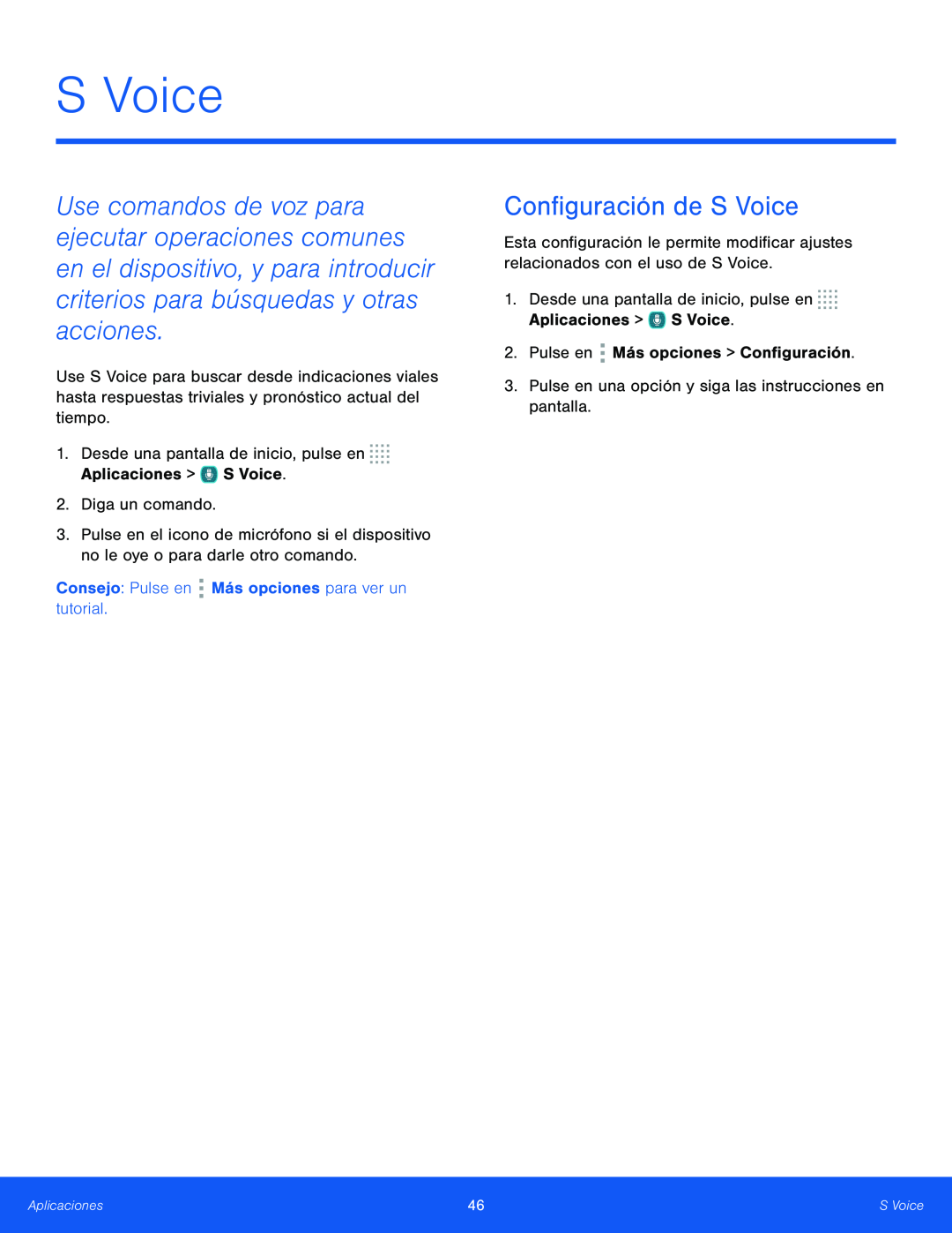 Configuración de S Voice S Voice