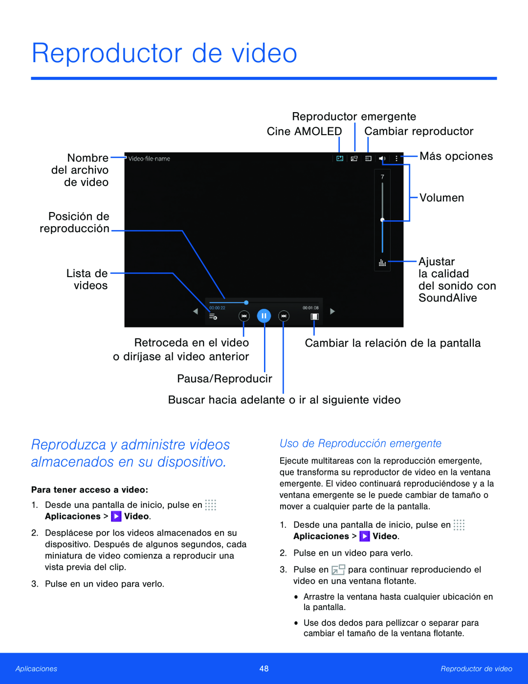 Reproduzca y administre videos almacenados en su dispositivo Galaxy Tab S 10.5 T-Mobile