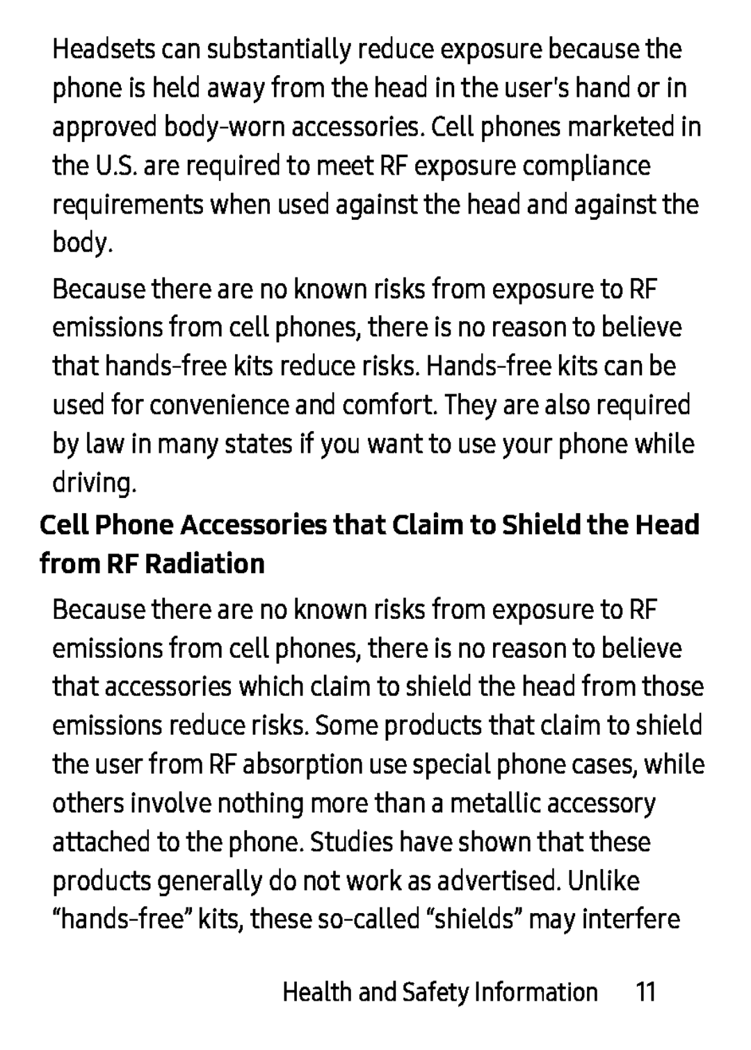 Cell Phone Accessories that Claim to Shield the Head from RF Radiation