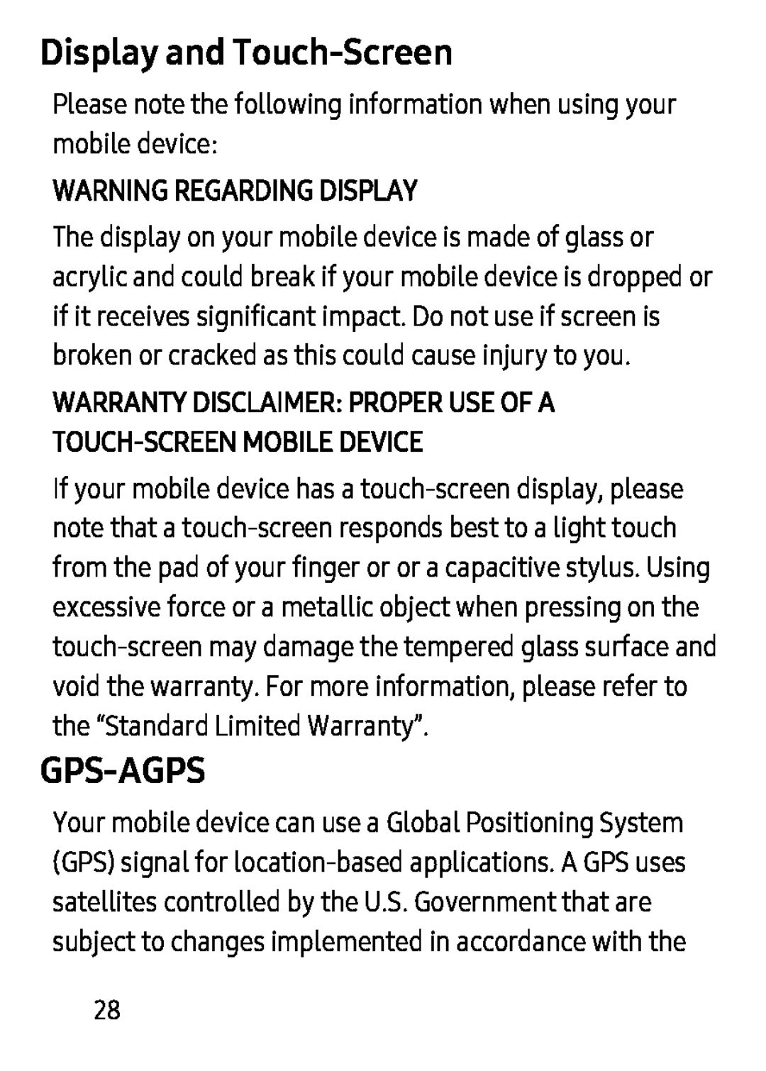 WARNING REGARDING DISPLAY Galaxy Tab S 8.4 Verizon