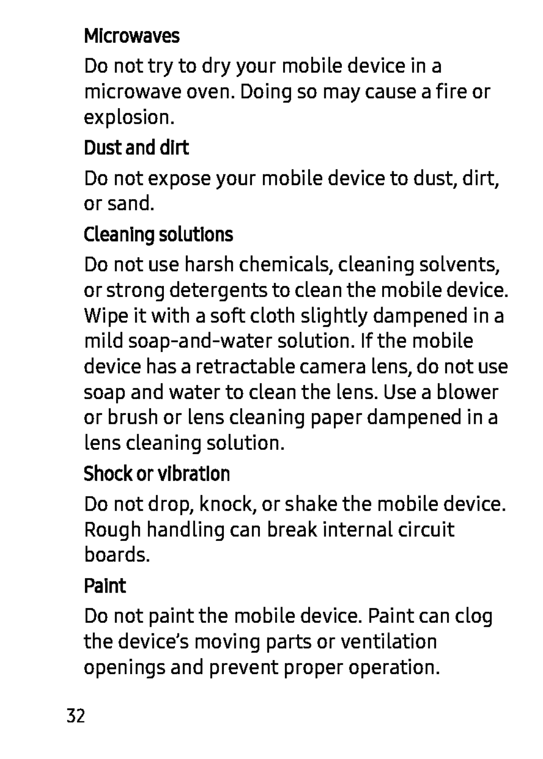 Do not expose your mobile device to dust, dirt, or sand Galaxy Tab S 8.4 Verizon