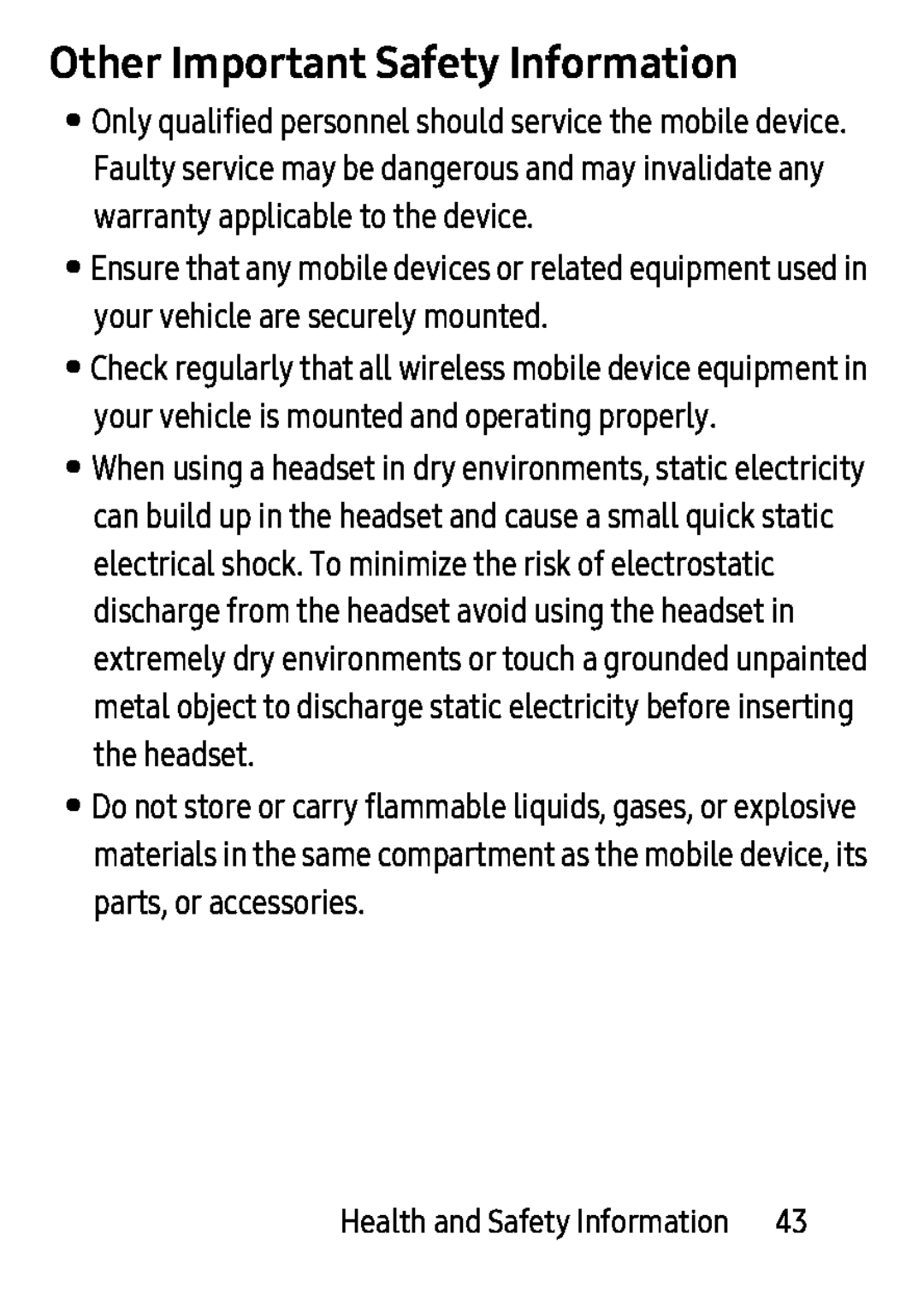 Other Important Safety Information Galaxy Tab S 8.4 Verizon