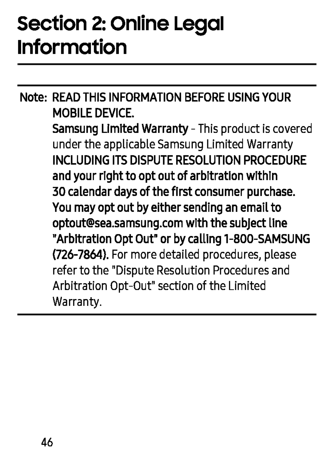 Opt-Out section of the Limited Warranty