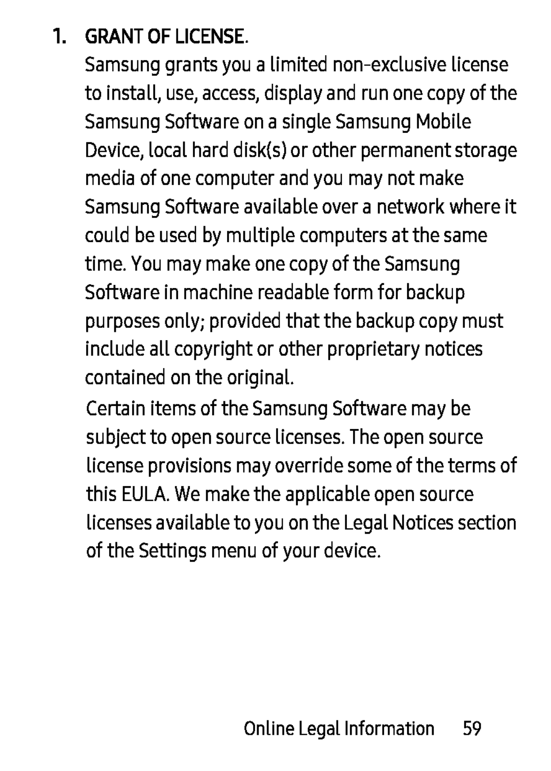 1.GRANT OF LICENSE Galaxy Tab S 8.4 Verizon