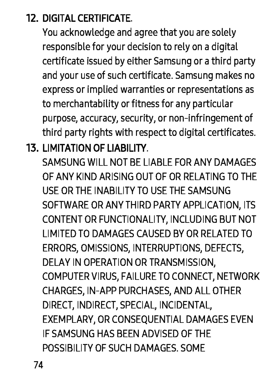 13.LIMITATION OF LIABILITY Galaxy Tab S 8.4 Verizon