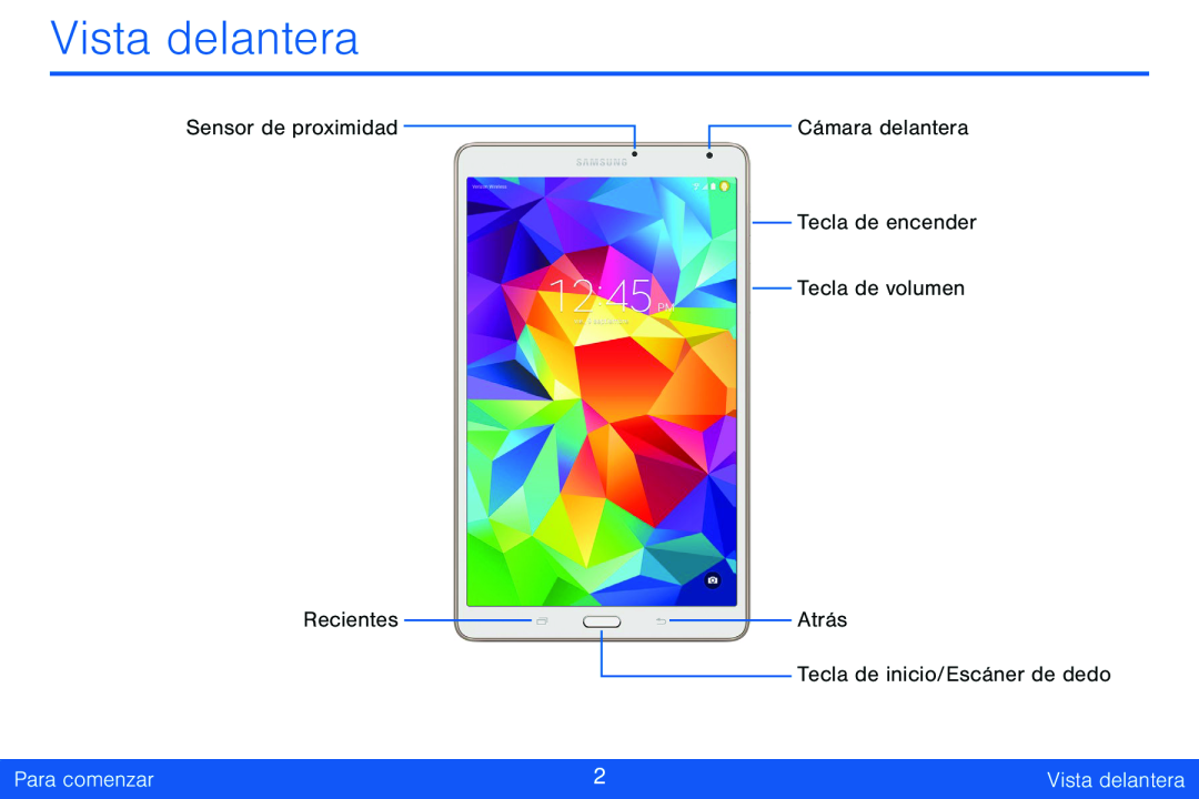 Vista delantera Galaxy Tab S 8.4 Verizon