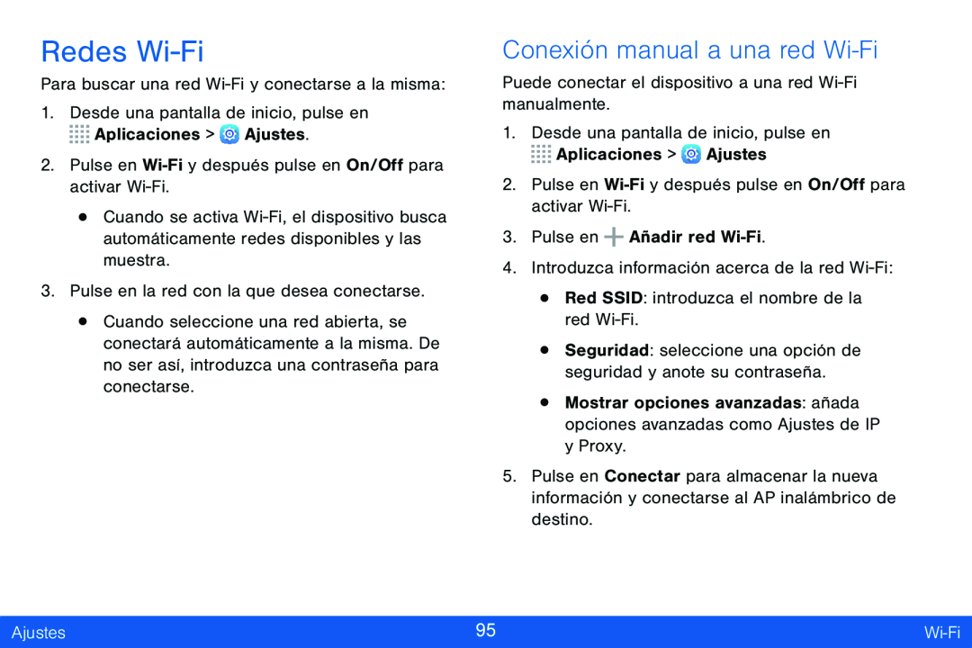 Conexión manual a una red Wi-Fi Redes Wi‑Fi