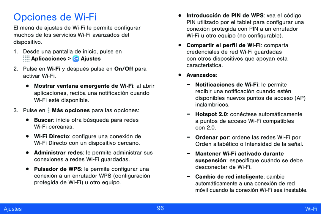 Opciones de Wi-Fi