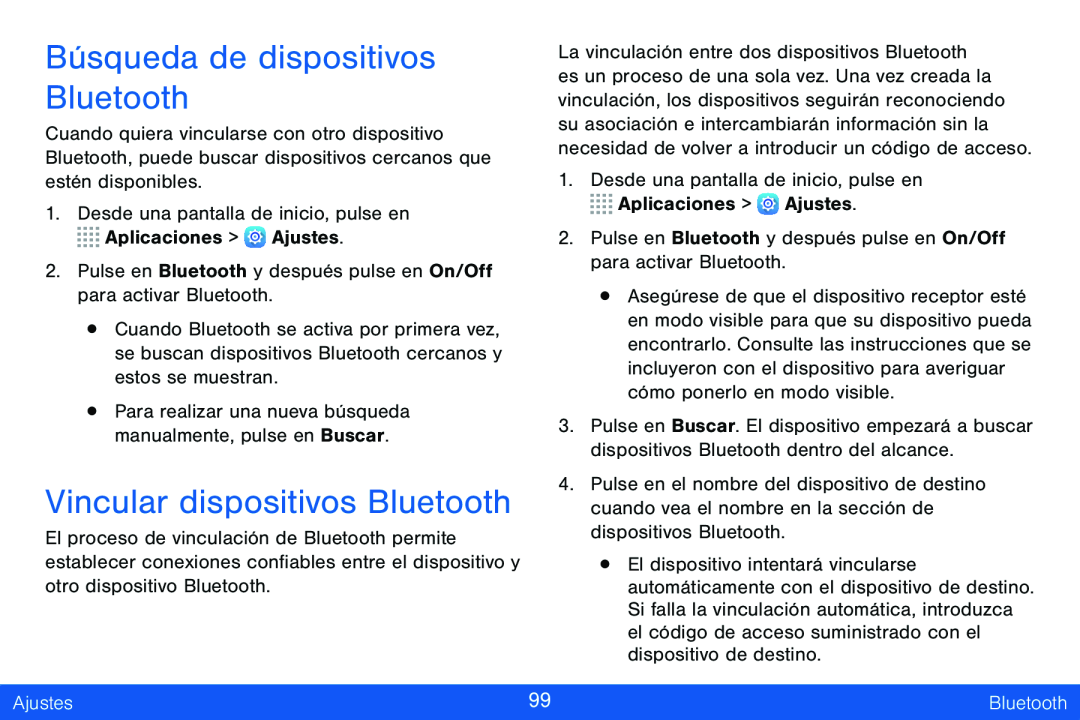 Búsqueda de dispositivos Bluetooth Galaxy Tab S 8.4 Verizon