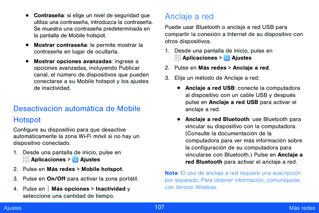 Desactivación automática de Mobile Hotspot Galaxy Tab S 8.4 Verizon