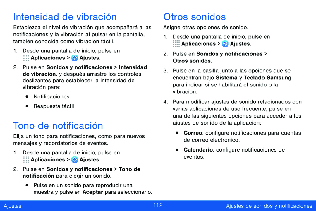 Intensidad de vibración Galaxy Tab S 8.4 Verizon