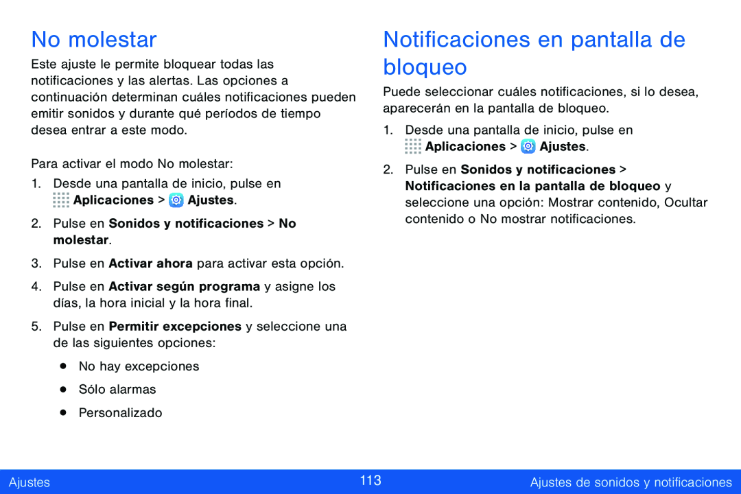 No molestar Notificaciones en pantalla de bloqueo