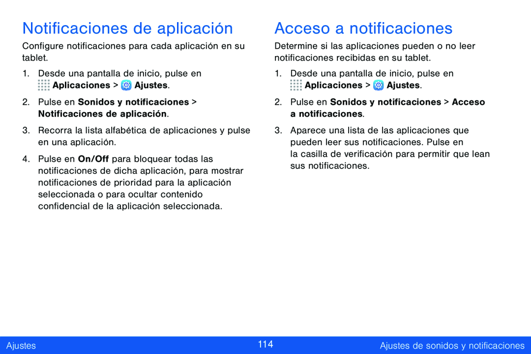 Notificaciones de aplicación Acceso a notificaciones