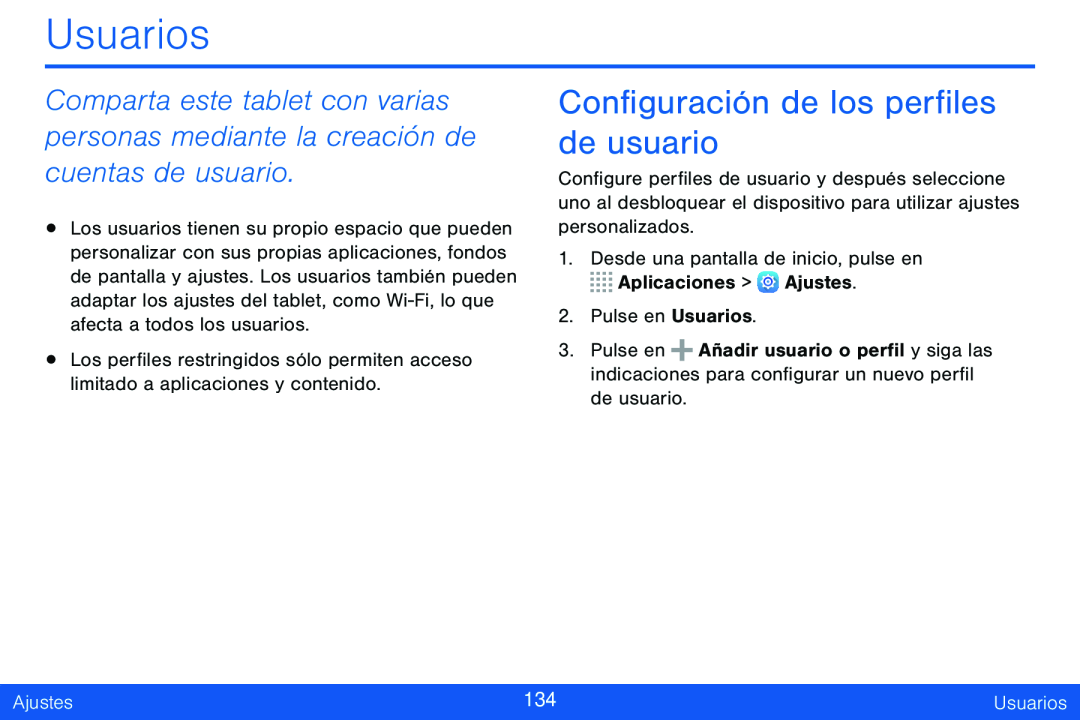 Configuración de los perfiles de usuario Galaxy Tab S 8.4 Verizon