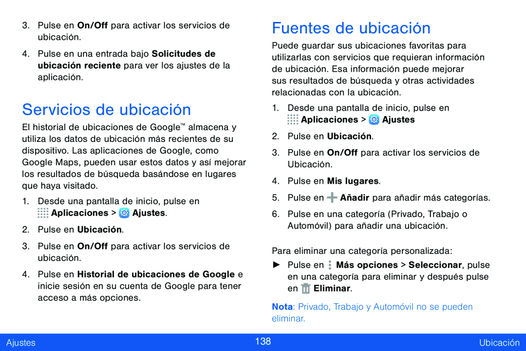 Servicios de ubicación Fuentes de ubicación