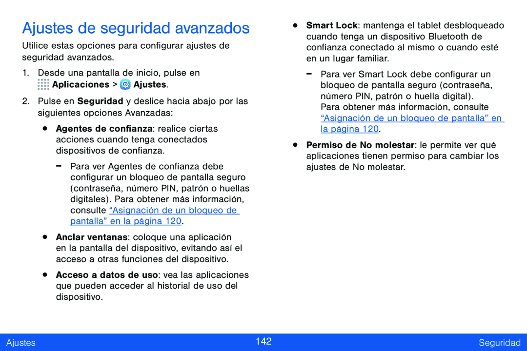 Ajustes de seguridad avanzados