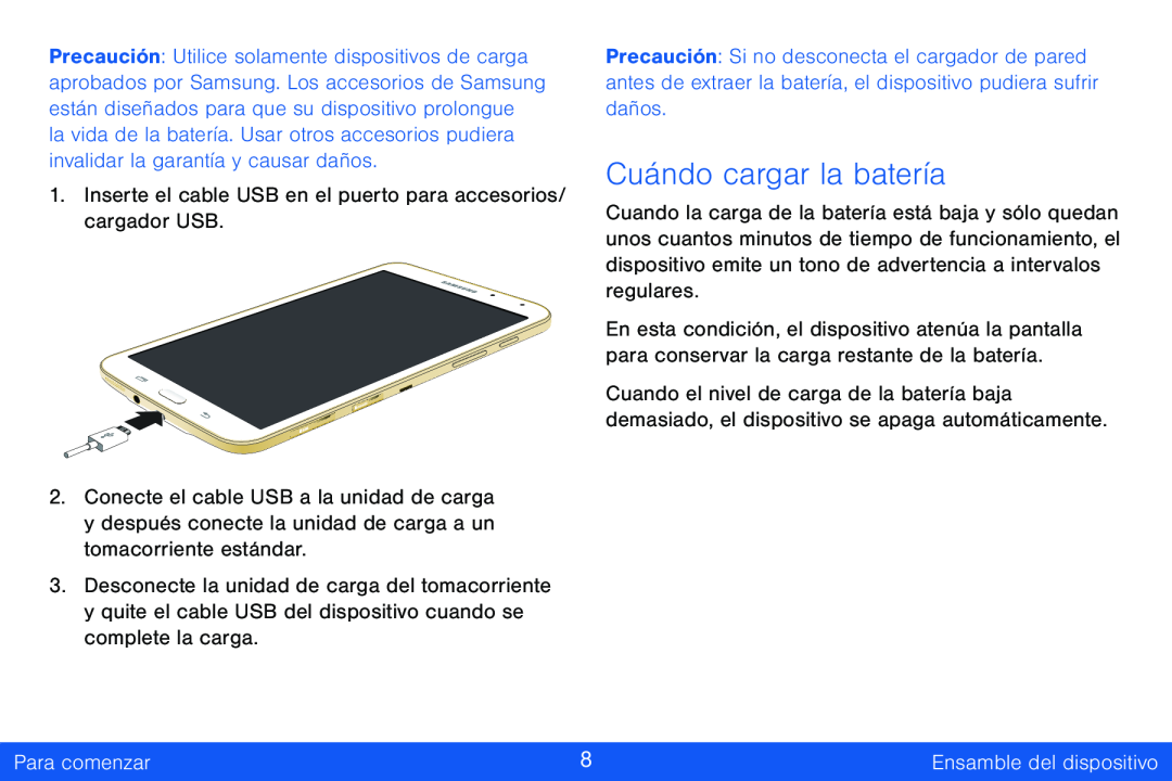 Cuándo cargar la batería Galaxy Tab S 8.4 Verizon