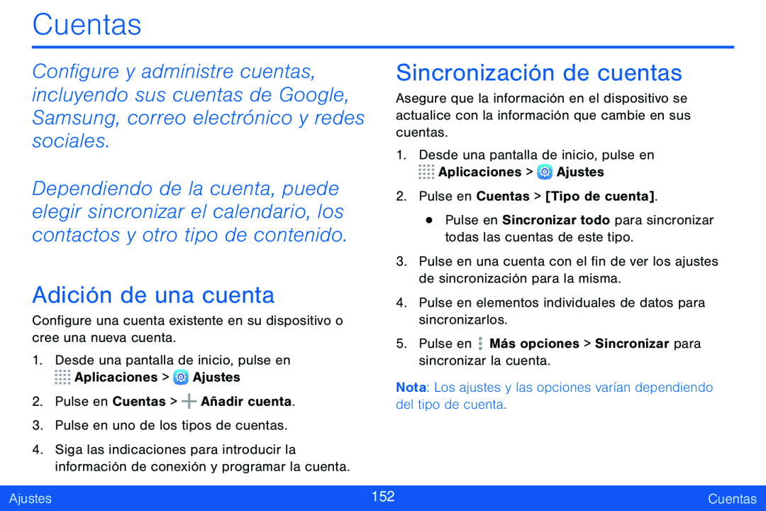 Sincronización de cuentas Galaxy Tab S 8.4 Verizon