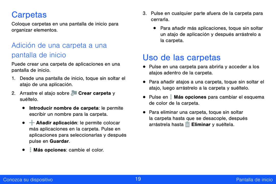 Uso de las carpetas Galaxy Tab S 8.4 Verizon