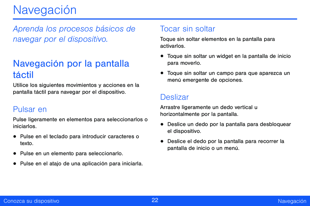 Aprenda los procesos básicos de navegar por el dispositivo Galaxy Tab S 8.4 Verizon