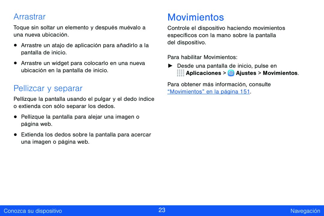 Movimientos Galaxy Tab S 8.4 Verizon