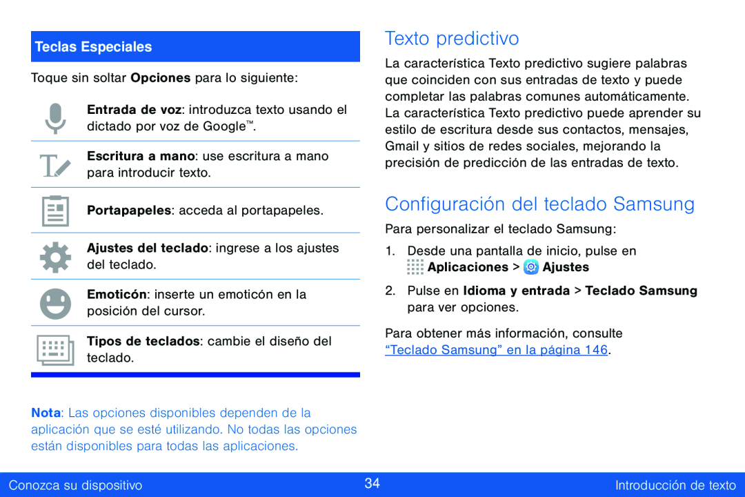 Configuración del teclado Samsung Galaxy Tab S 8.4 Verizon