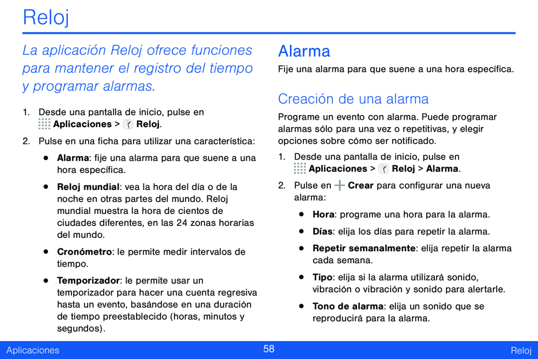 Creación de una alarma Galaxy Tab S 8.4 Verizon