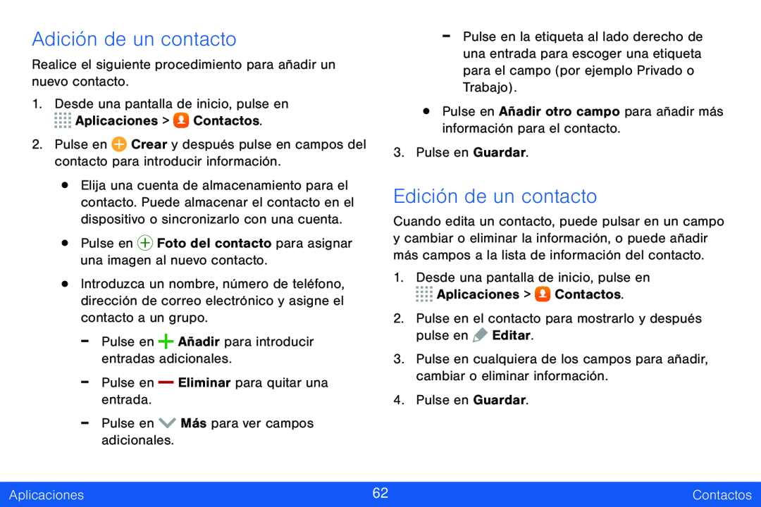 Adición de un contacto Edición de un contacto