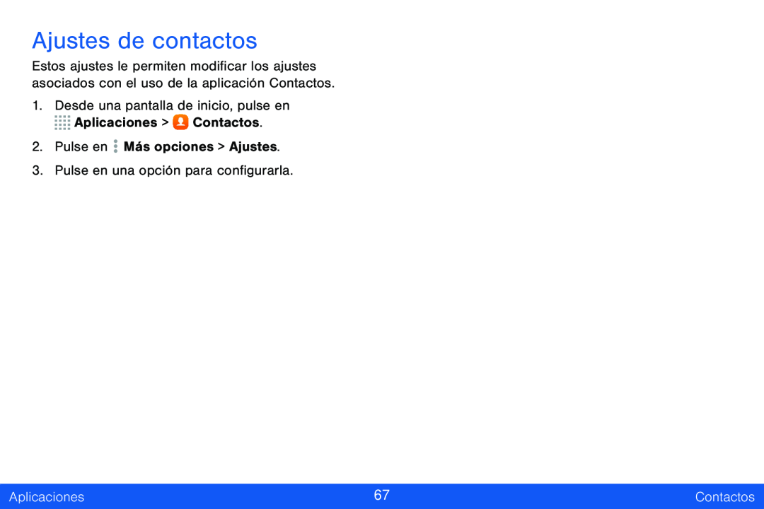 Ajustes de contactos Galaxy Tab S 8.4 Verizon