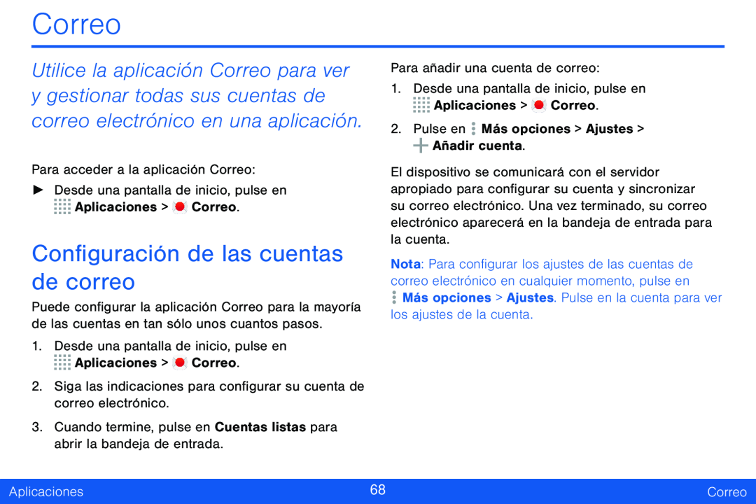 Configuración de las cuentas de correo Correo