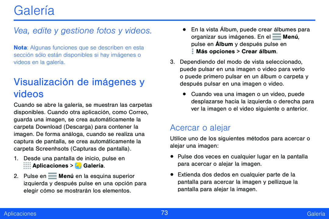 Visualización de imágenes y videos Galaxy Tab S 8.4 Verizon