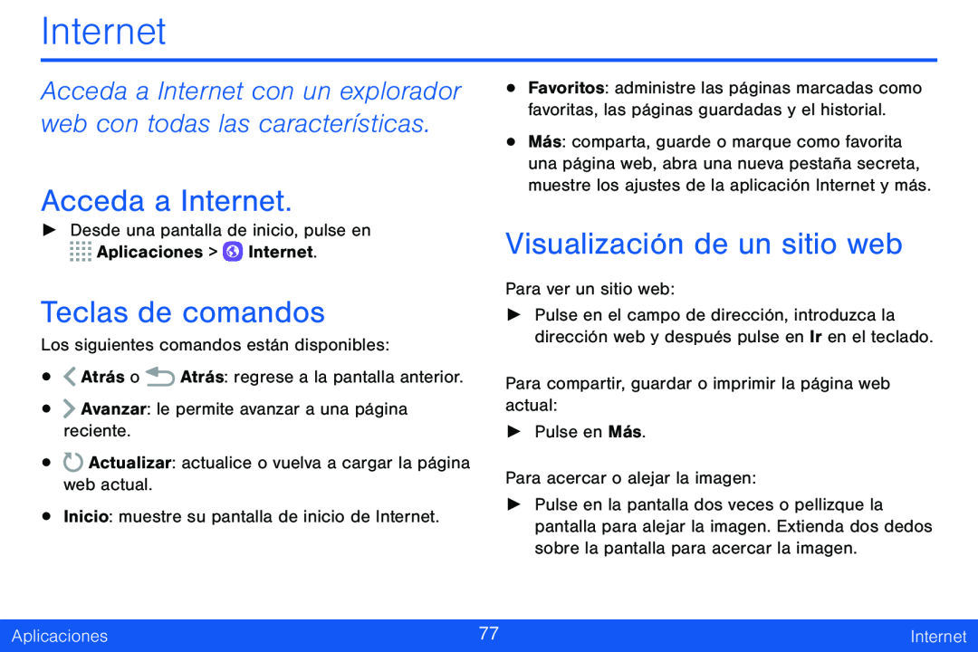 Visualización de un sitio web Galaxy Tab S 8.4 Verizon