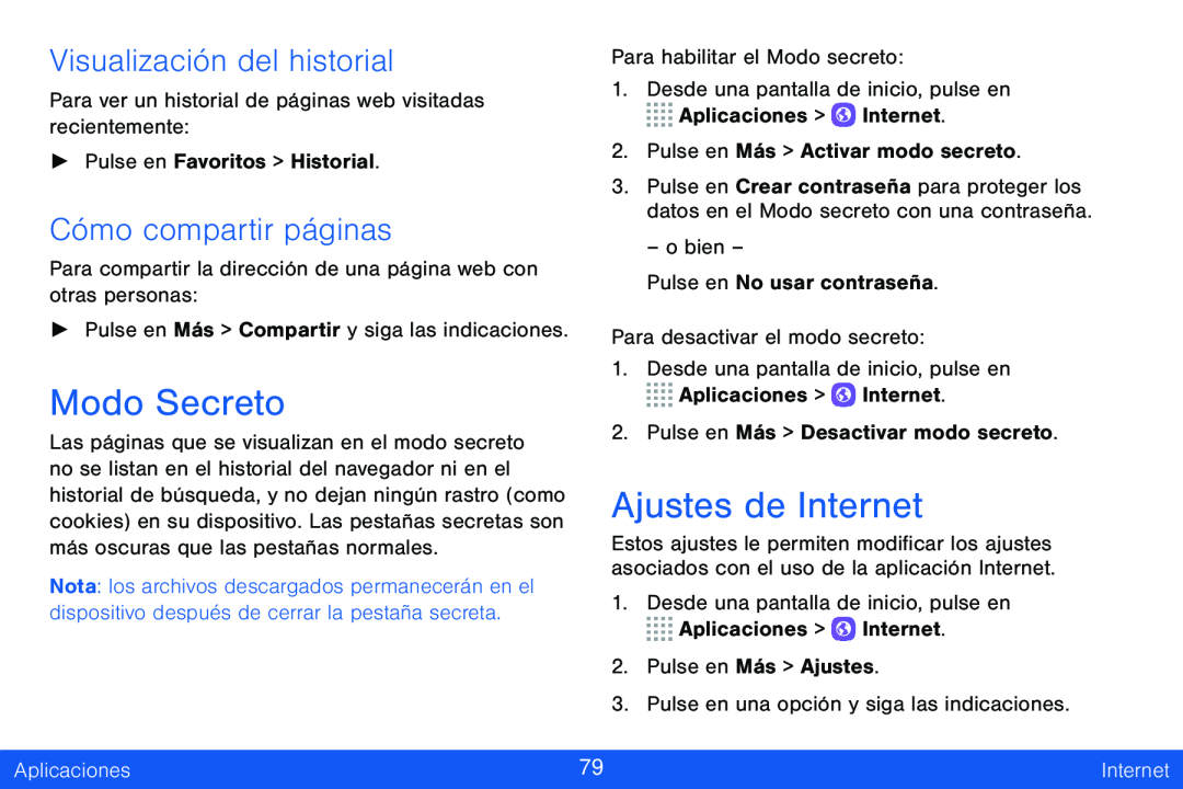 Visualización del historial Galaxy Tab S 8.4 Verizon