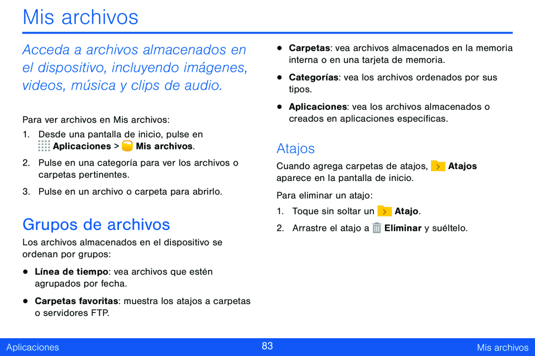 Grupos de archivos Galaxy Tab S 8.4 Verizon