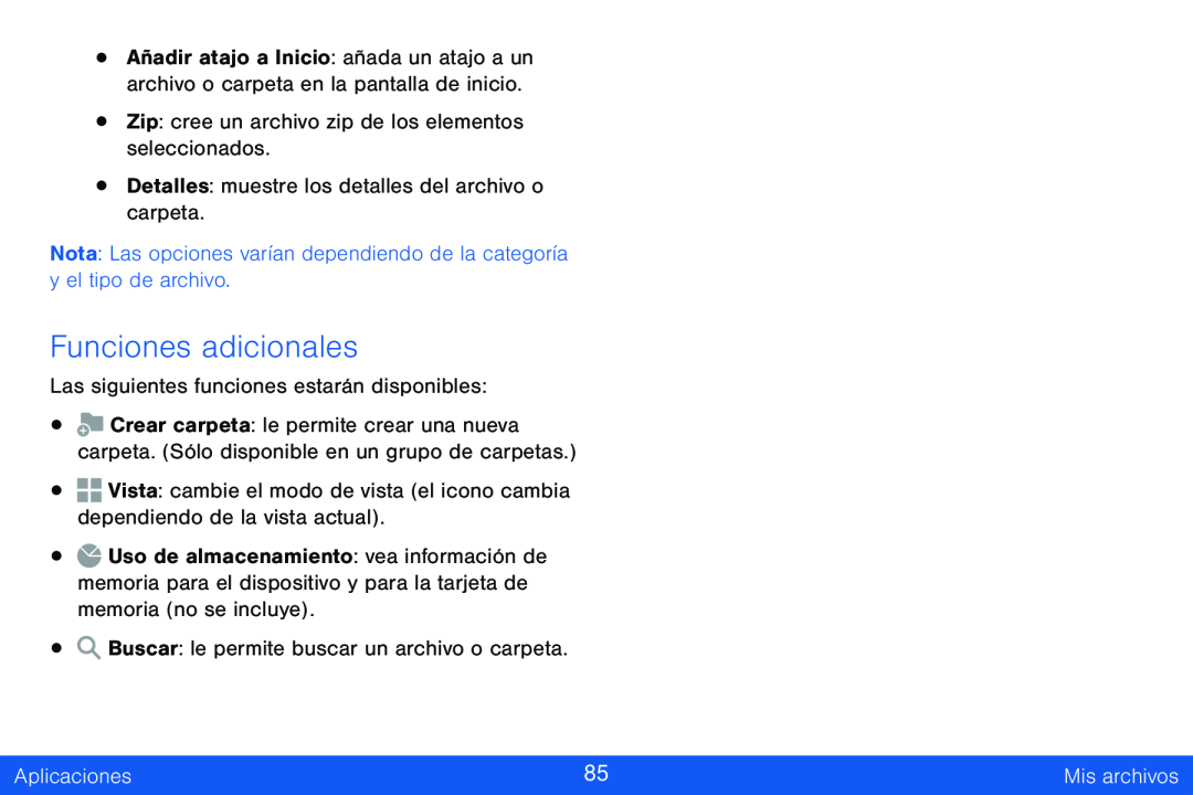 Funciones adicionales Galaxy Tab S 8.4 Verizon