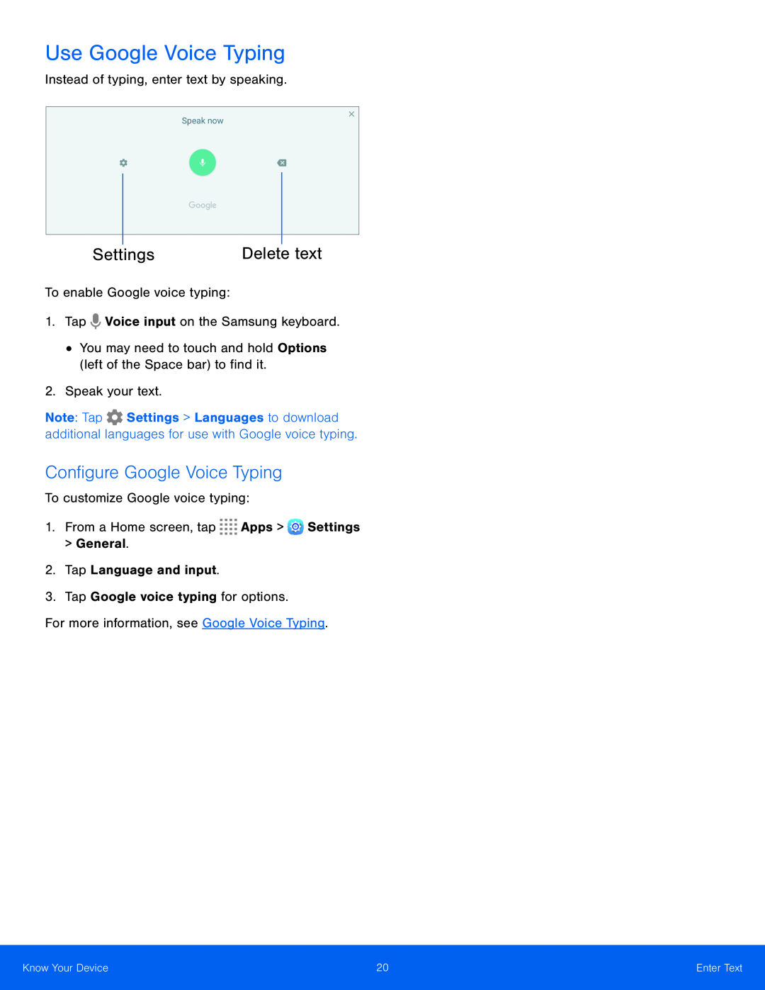 Configure Google Voice Typing Galaxy Tab S 8.4 Wi-Fi