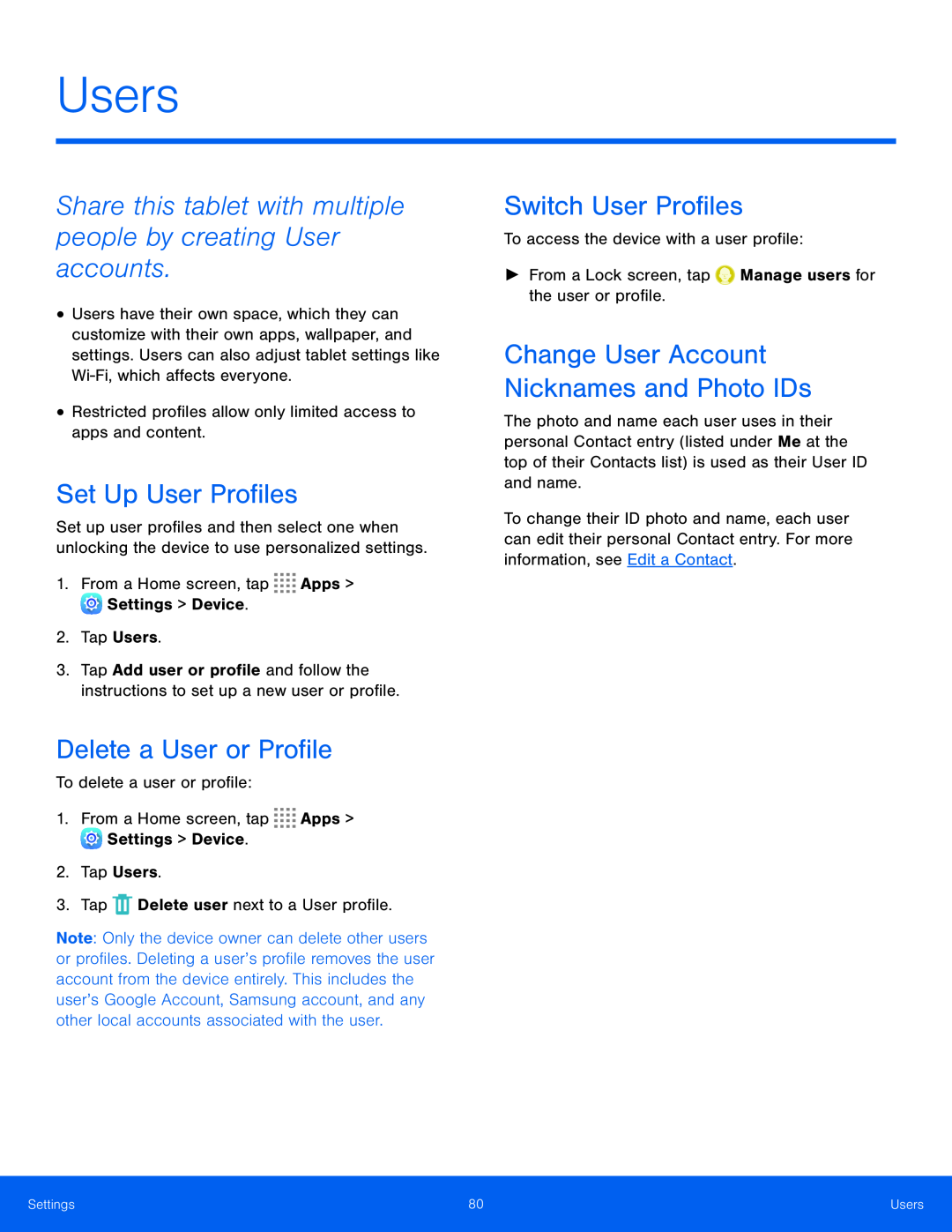 Change User Account Nicknames and Photo IDs Galaxy Tab S 8.4 Wi-Fi