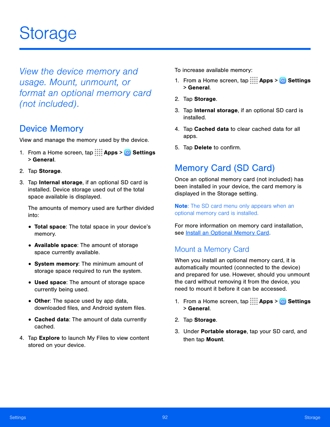 Mount a Memory Card Device Memory