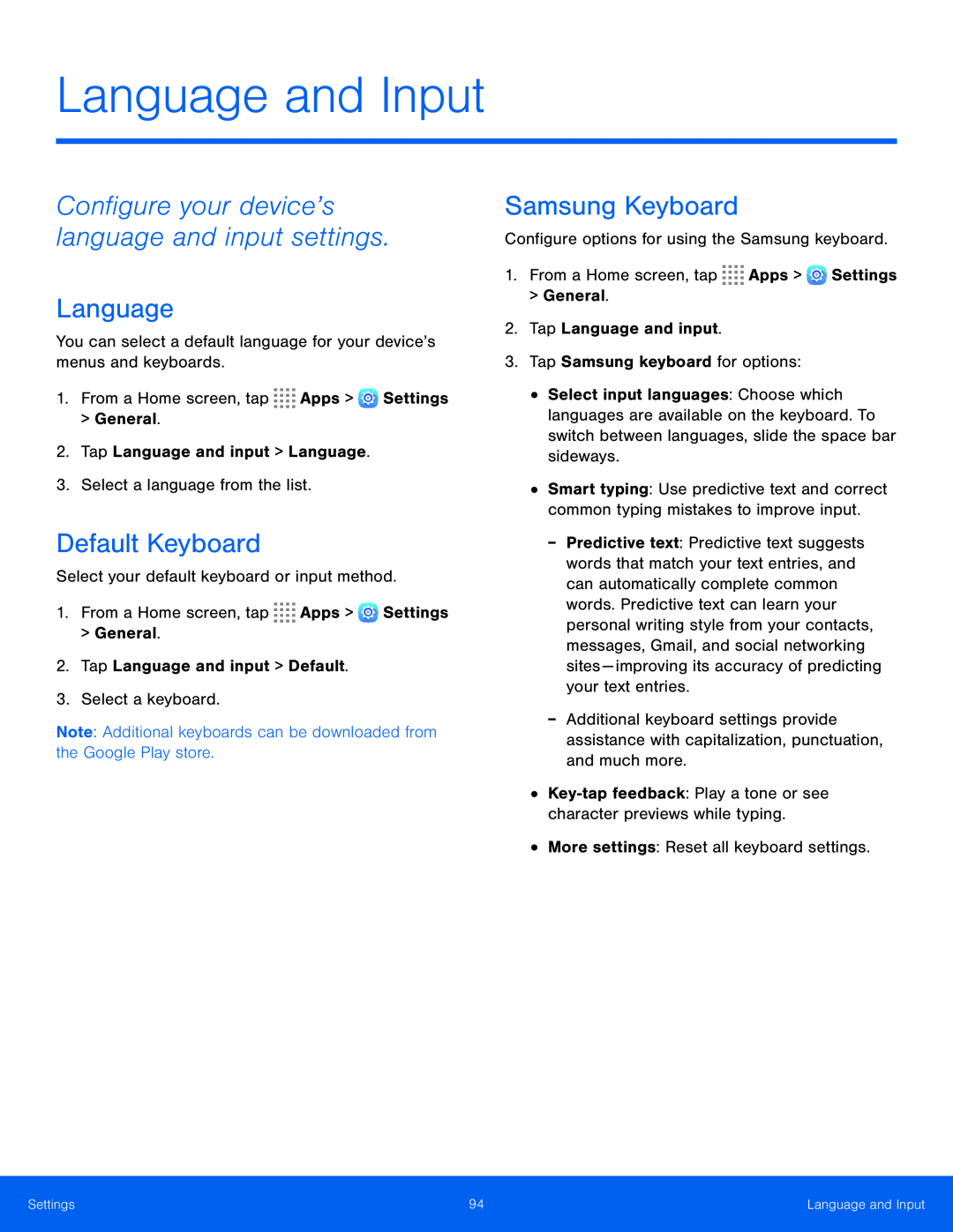 Language and Input Galaxy Tab S 8.4 AT&T