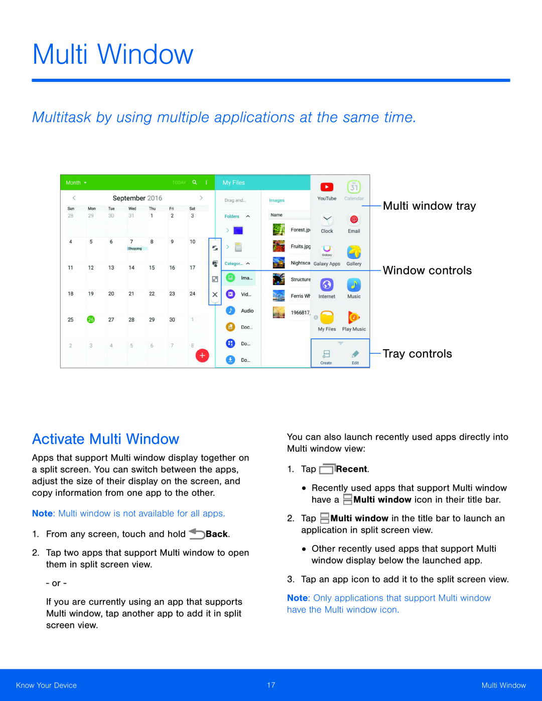 Multi window tray Window controls