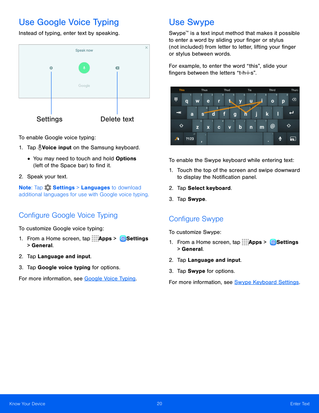 Configure Swype Galaxy Tab S 8.4 AT&T