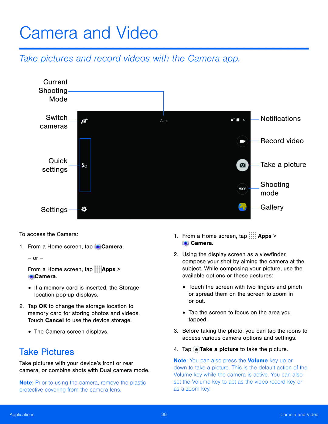 Shooting mode Galaxy Tab S 8.4 AT&T