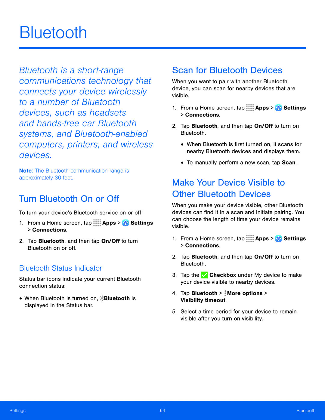 Bluetooth Status Indicator Galaxy Tab S 8.4 AT&T