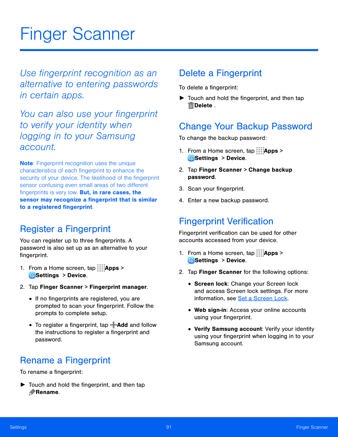 Finger Scanner Galaxy Tab S 8.4 AT&T