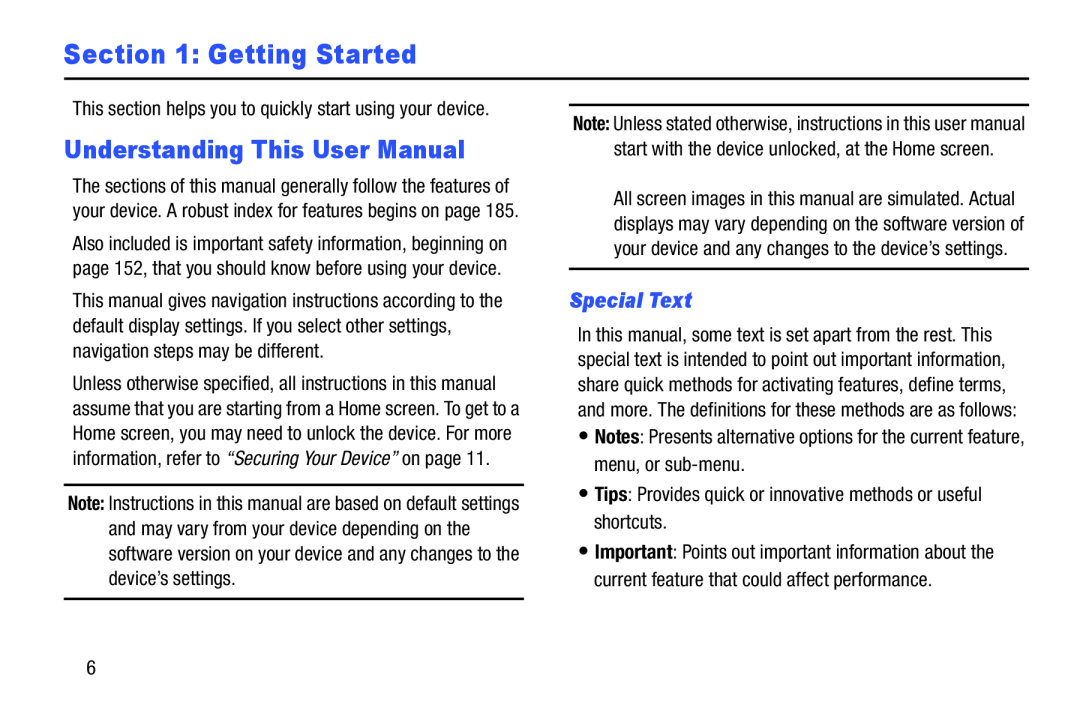 Special Text Understanding This User Manual